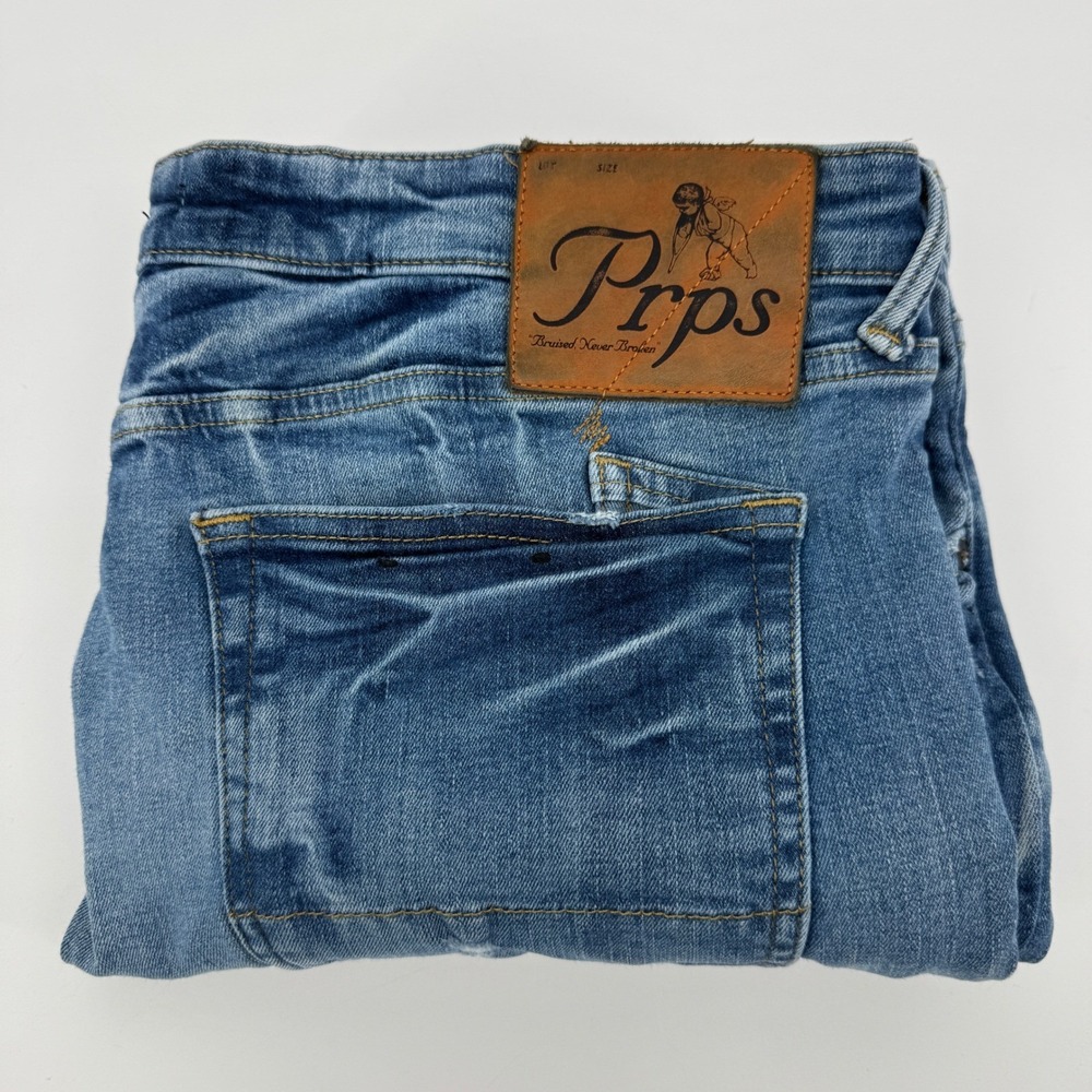 PRPS Mens Cayenne Distressed Blue Denim Jeans Size 40 Stretch Skinny Destroyed